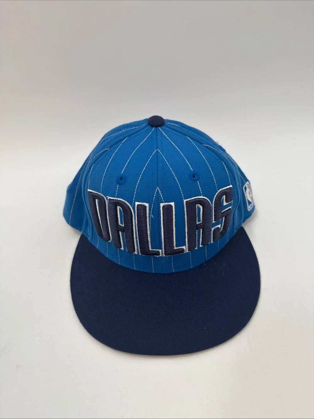 adidas Dallas Pinstripe Snapback Hat in Bright Blue and Navy